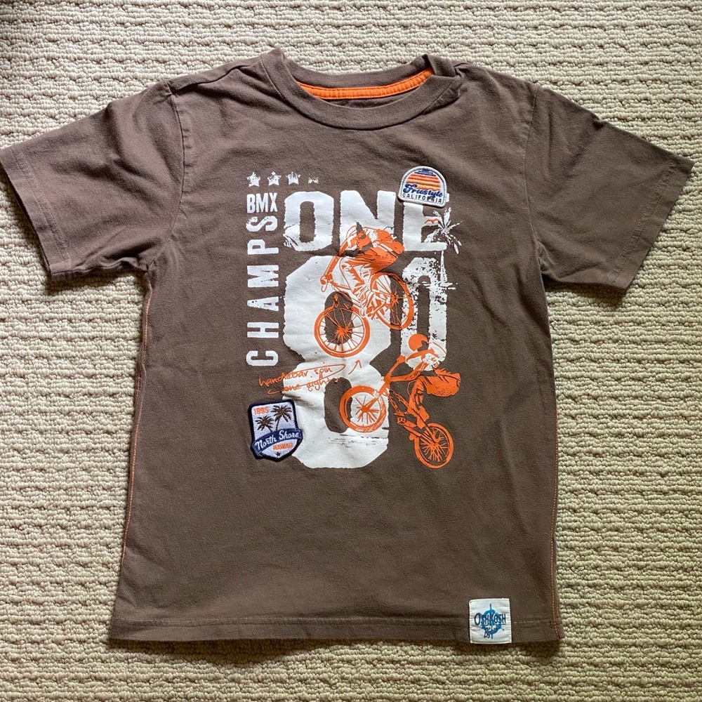 EUC! Authentic Osh Kosh B’Gosh BMX Rad Biker Cotton Short-Sleeved T-Shirt, Sz 6